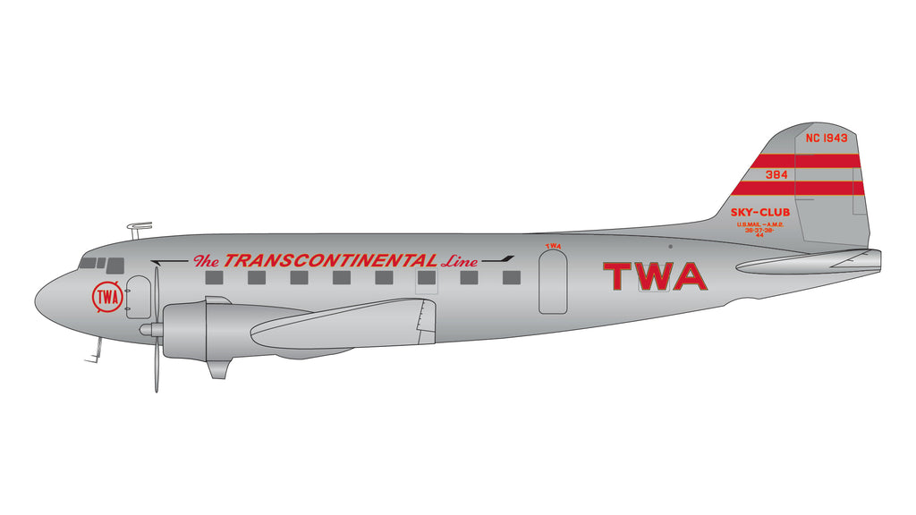 GeminiJets G2TWA314 1:200 TWA DC-3 NC1943